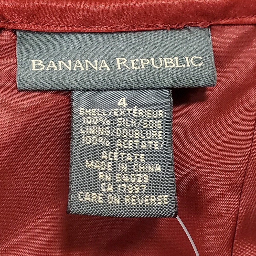 Vintage Banana Republic Womens‎ Y2K Silk Midi Dress Size 4 Red Floral Vampire - Picture 6 of 12